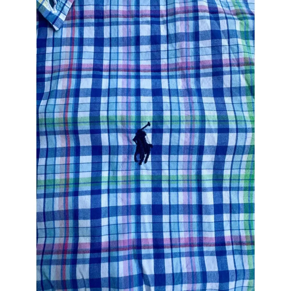 Ralph Lauren Plaid Short Sleeve Button Down Shirt Multicolor Boys' L